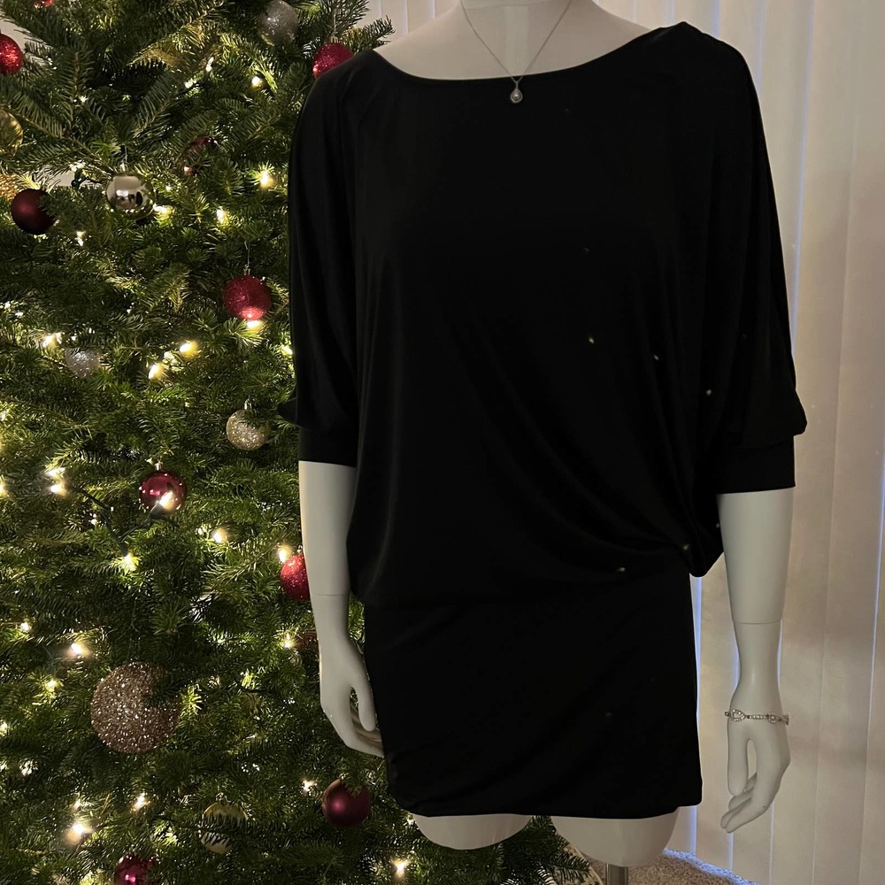 BCBGeneration Black Ruched Dress Size Medium - Picture 2 of 16